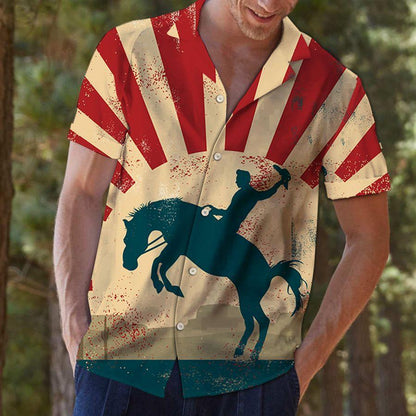 Hawaiian Aloha Shirts Cowboy Wild Horse