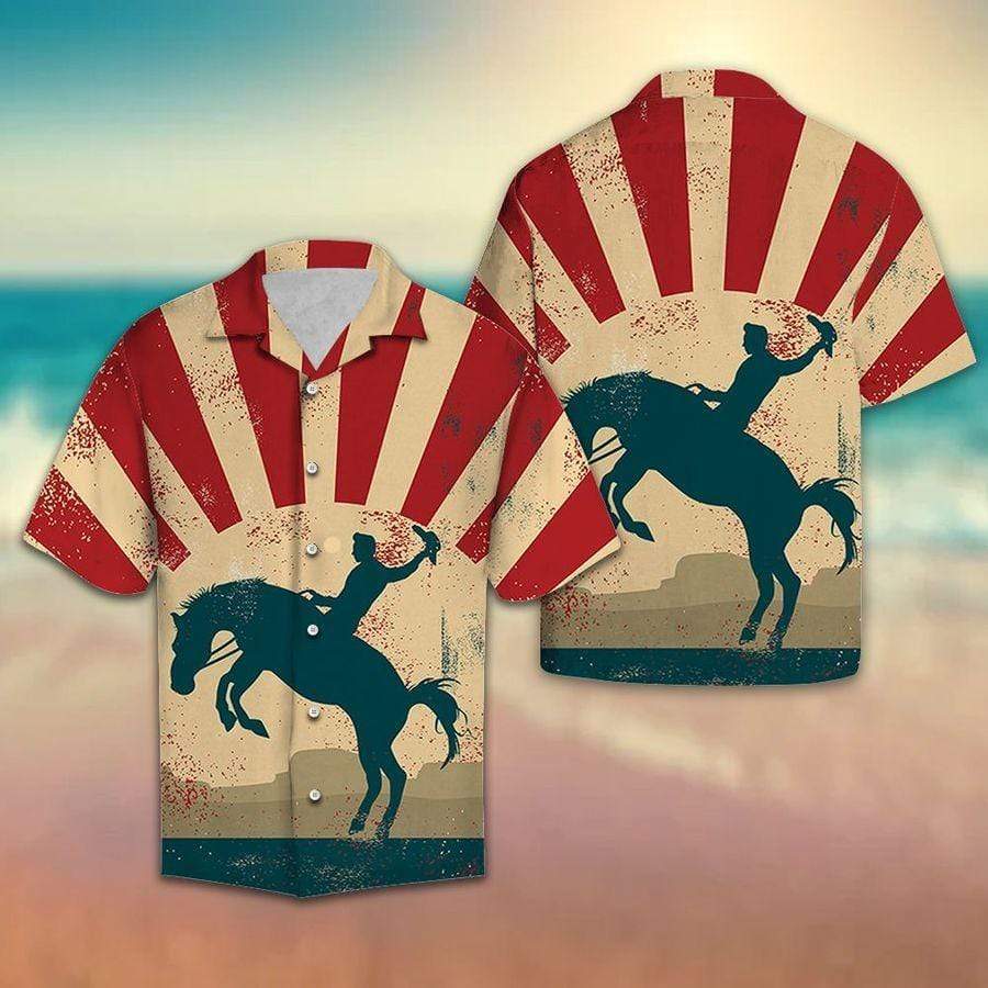 Hawaiian Aloha Shirts Cowboy Wild Horse