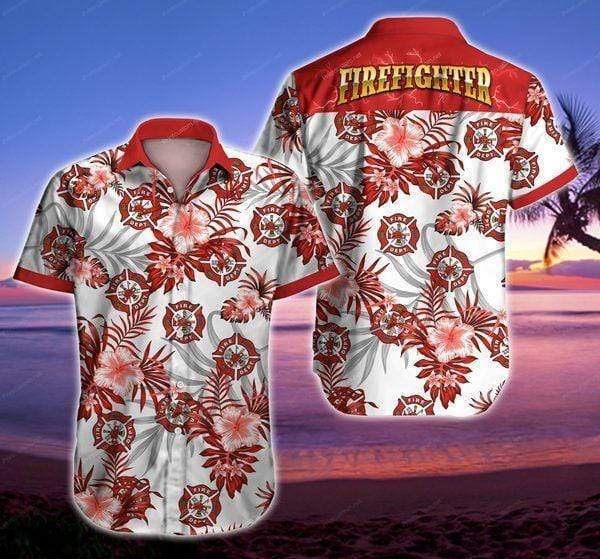 Hawaiian Aloha Shirts Firefighter Tropical Hawaiian 