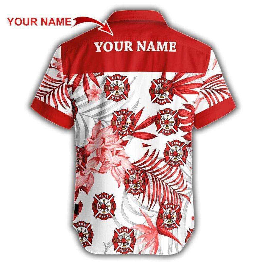 Custom Hawaiian Aloha Shirts Firefighter with Name #DH