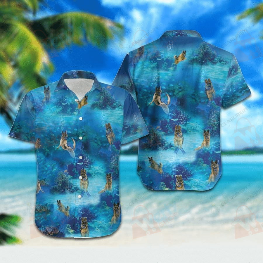 Diving German Shepherd Hawaiian Shirt