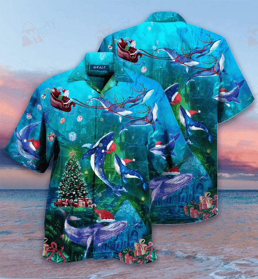 Christmas Whales Under The Sea Hawaiian Shirt