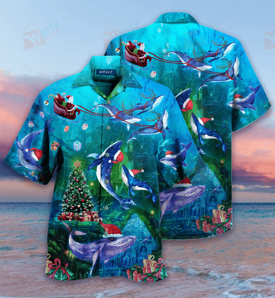 Christmas Whales Under The Sea Hawaiian Shirt | For Men & Women | Adult | HW2142