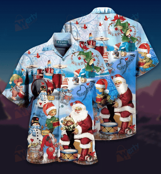 Playing Drums On Christmas Hawaiian Shirt | For Men & Women | Adult | HW2152