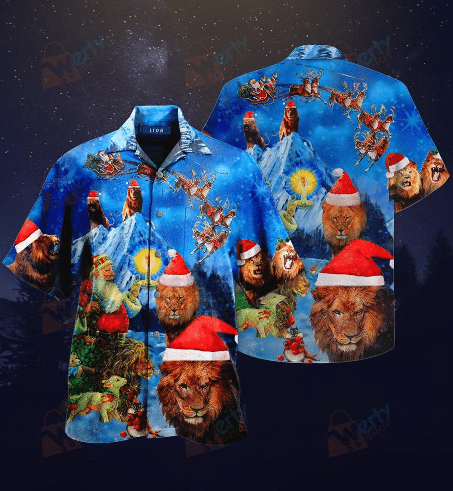 Lion On Christmas Hawaiian Shirt | For Men & Women | Adult | HW2154