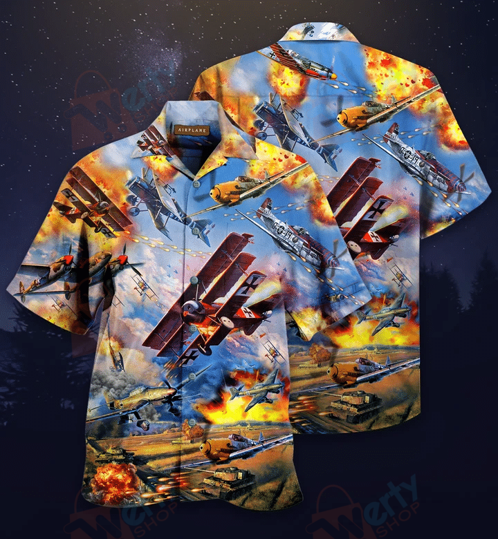 Airplane On War Hawaiian Shirt