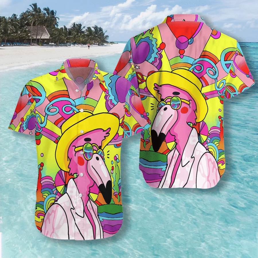 Hippie Flamingo Unisex Hawaiian Shirt | Hawaiian Shirt For Men | Hawaiian Shirt For Women | HW2522