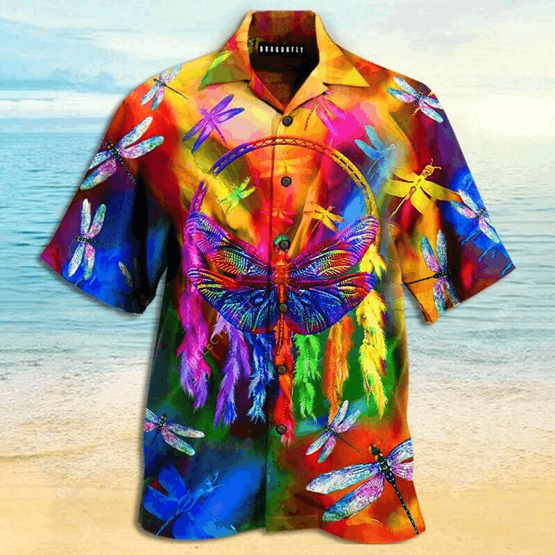 Dragonfly Colorful Hawaiian Shirt