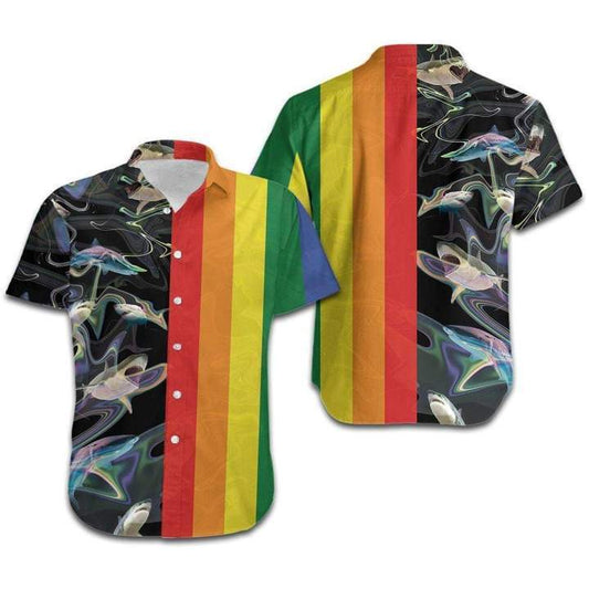 LGBT Rainbow Sharks Hawaiian Shirt | For Men & Women | Adult | HW4136