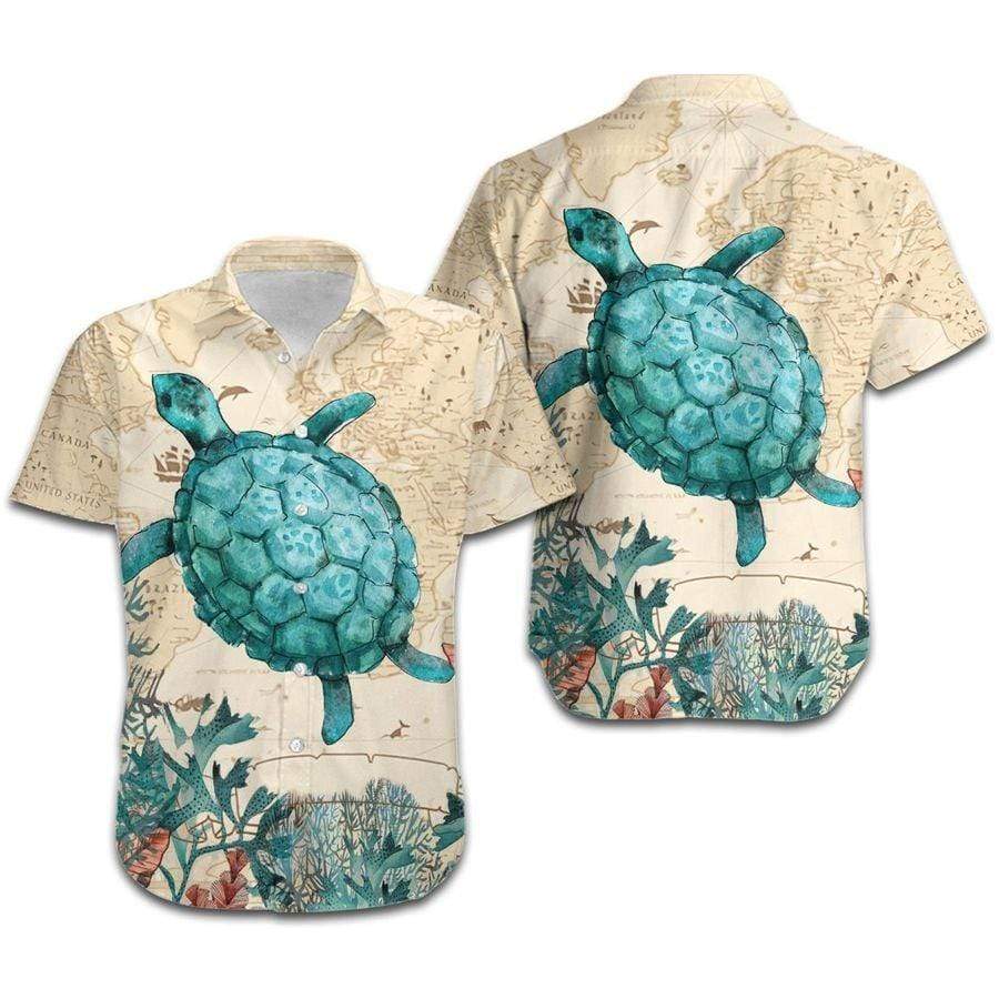 Retro Vintage Style Sea Turtle Hawaiian Shirt | For Men & Women | Adult | HW6732