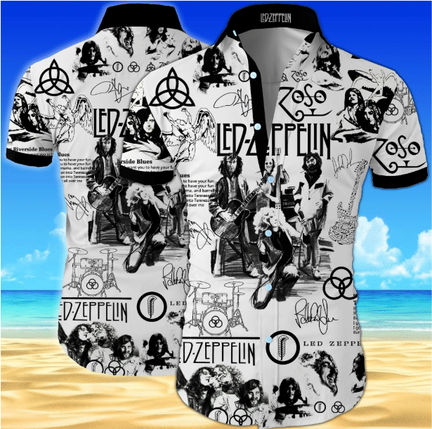 Beach Shirt Led Zeppelin Band Rock Hawaiian Shirt , Aloha Shirt