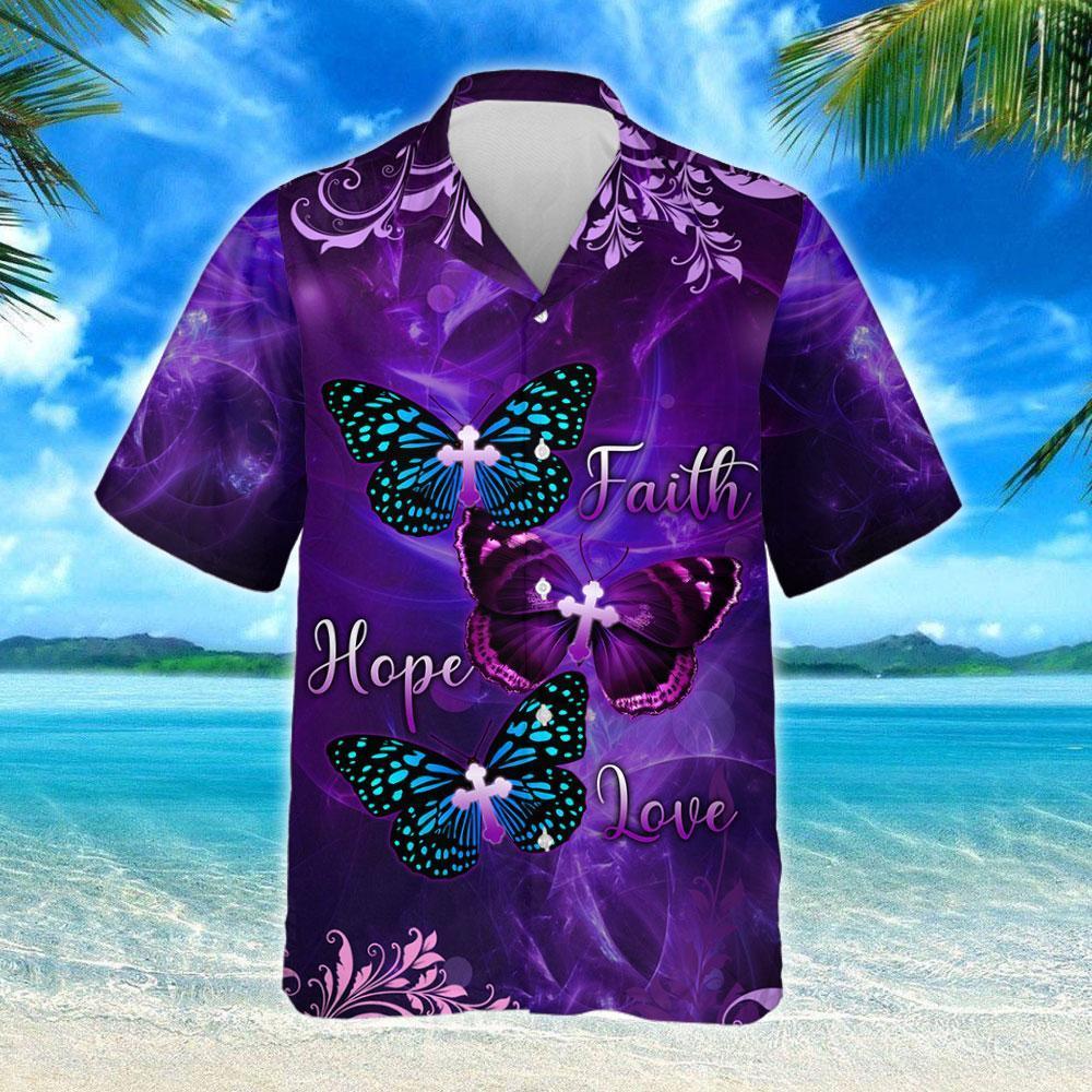 God Faith Hope Love Butterfly Hawaiian Shirt Trl861Hw