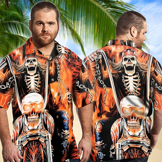 Halloween Skull Gangster Biker Ride Or Die Motorcycles Racing Hawaiian Aloha Shirts #VI