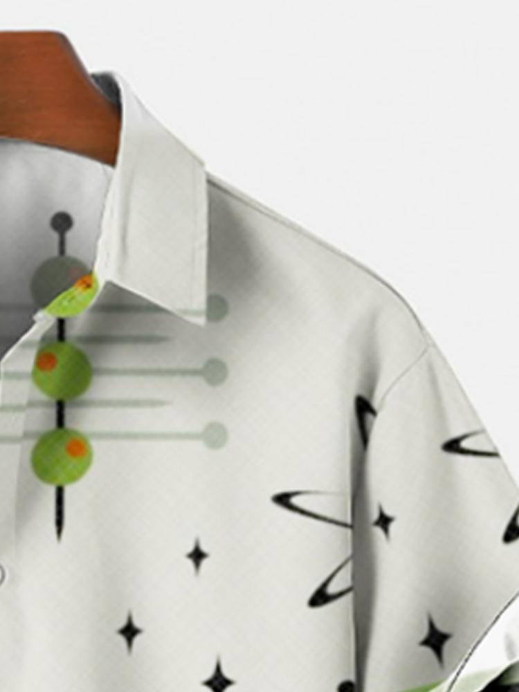 Glass Pattern Printed Mens Short Sleeve Shirt Hawaiian
