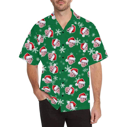 Custom Face Christmas Hats Men's Hawaiian Shirt