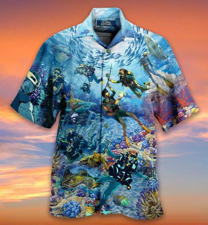 Amazing Blue Scuba Diving And Coral Reefs Hawaiian Shirt | For Men & Women | Adult | HW2476