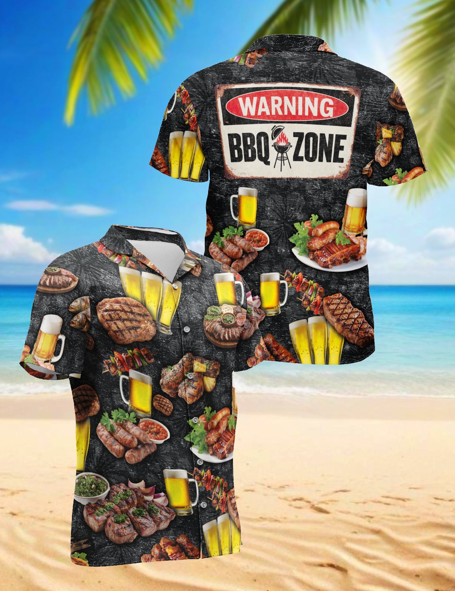 Funny BBQ Hawaiian Shirt for Men, Button Down Aloha Shirt - Azhawaiian