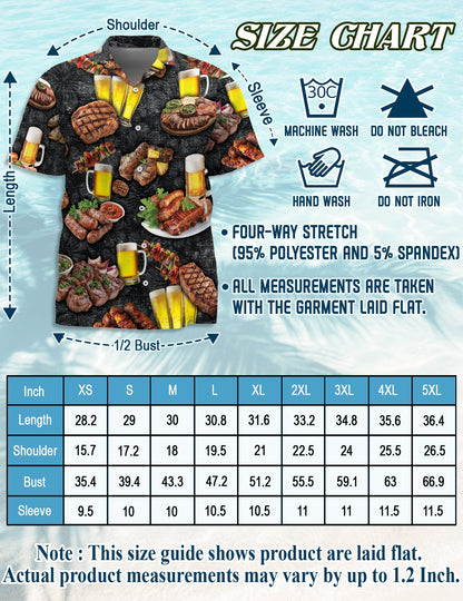 Funny BBQ Hawaiian Shirt for Men, Button Down Aloha Shirt - Azhawaiian