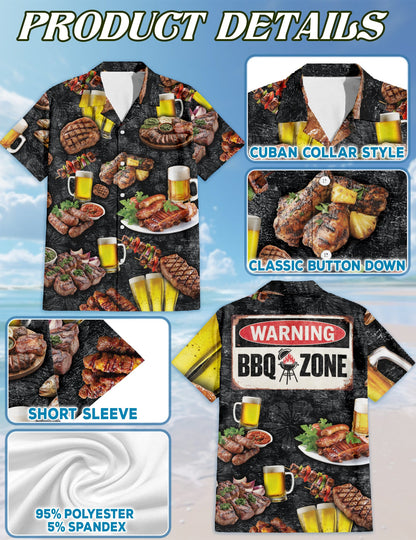 Funny BBQ Hawaiian Shirt for Men, Button Down Aloha Shirt - Azhawaiian