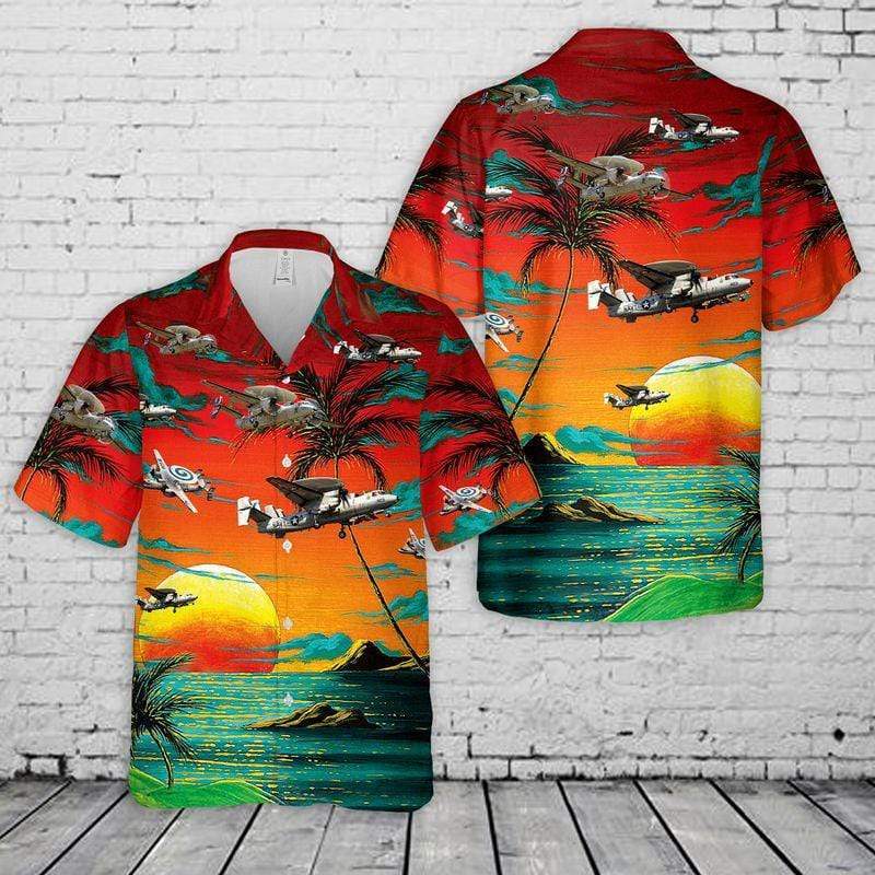 Navy Northrop Grumman E-2 Hawkeye Unisex Hawaiian Shirts - Beach Shorts