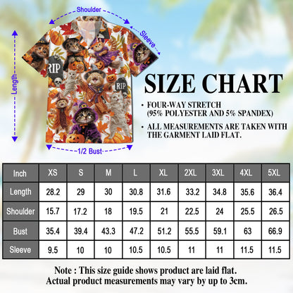 Halloween Cat Hawaiian Shirt for Men, Button Down Aloha Shirt - Azhawaiian