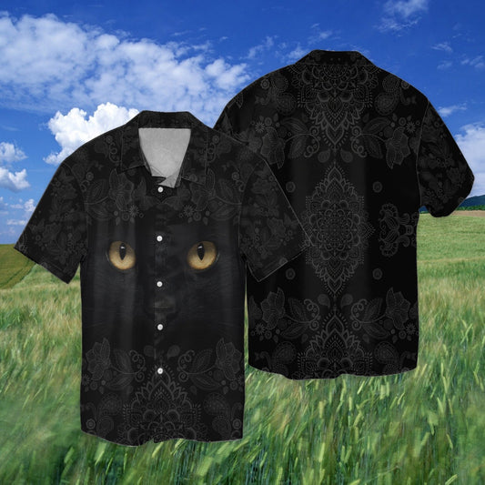 Black Cat Magic Mystery Pattern Hawaiian Shirt