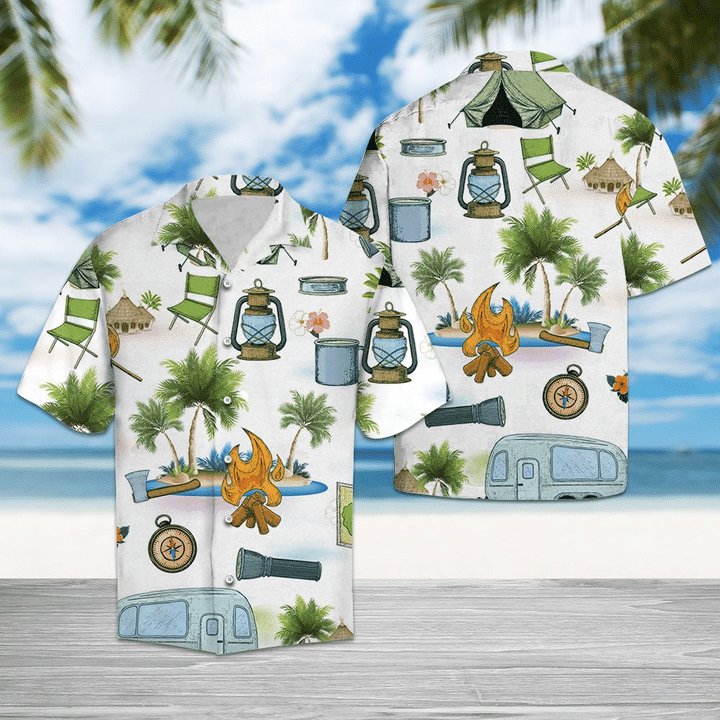 Tropical Camping Hawaiian Shirt | Unique Beach Shirt Hawaiian