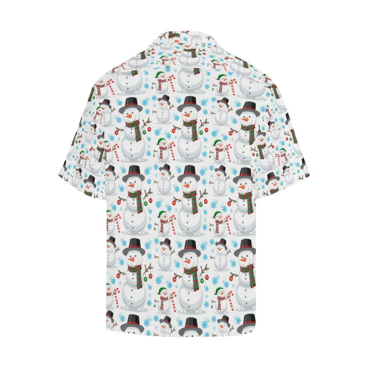 Snowman Pattern Background Mens All Over Print Hawaiian Shirt