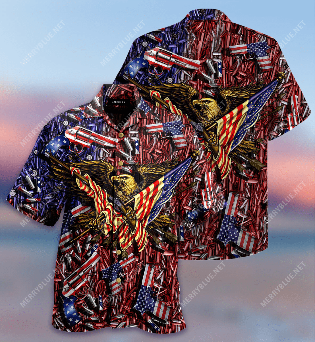 Eagle American Flag These Colors Don't Run They Reload Hawaiian Aloha Shirts #V