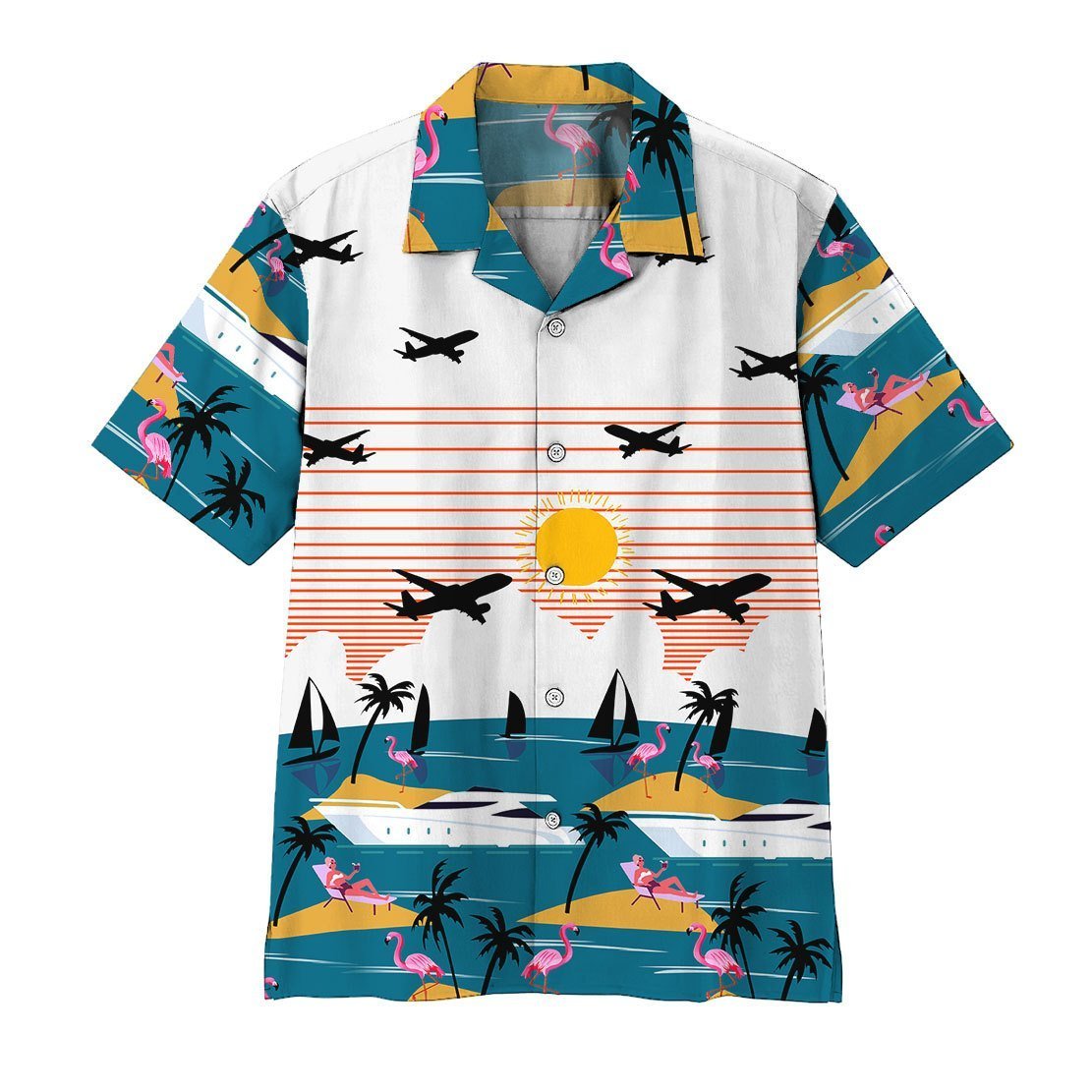  3D Summer Beach Flamingo Hawaii Shirt