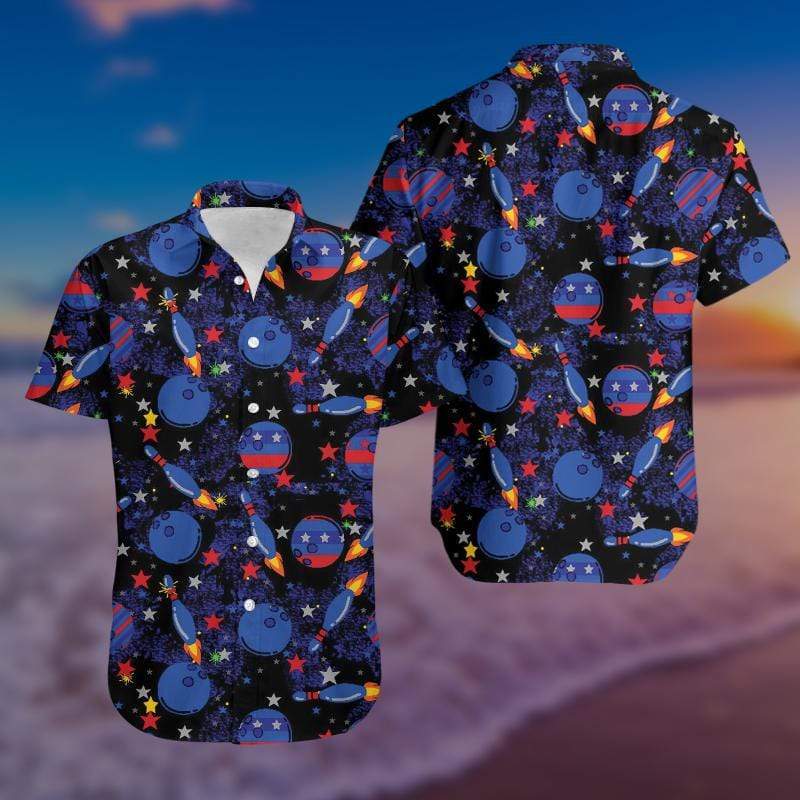 Rocket Bowling Pin Unisex Hawaiian Aloha Shirts