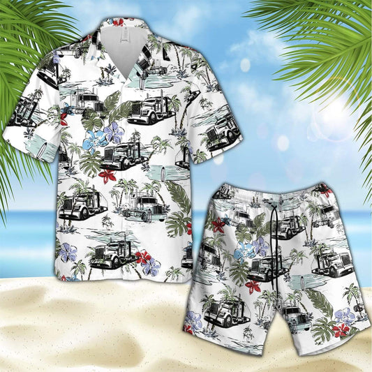 Vintage Truck Aloha Hawaiian Shirts Swim Trunks Beach Shorts #V