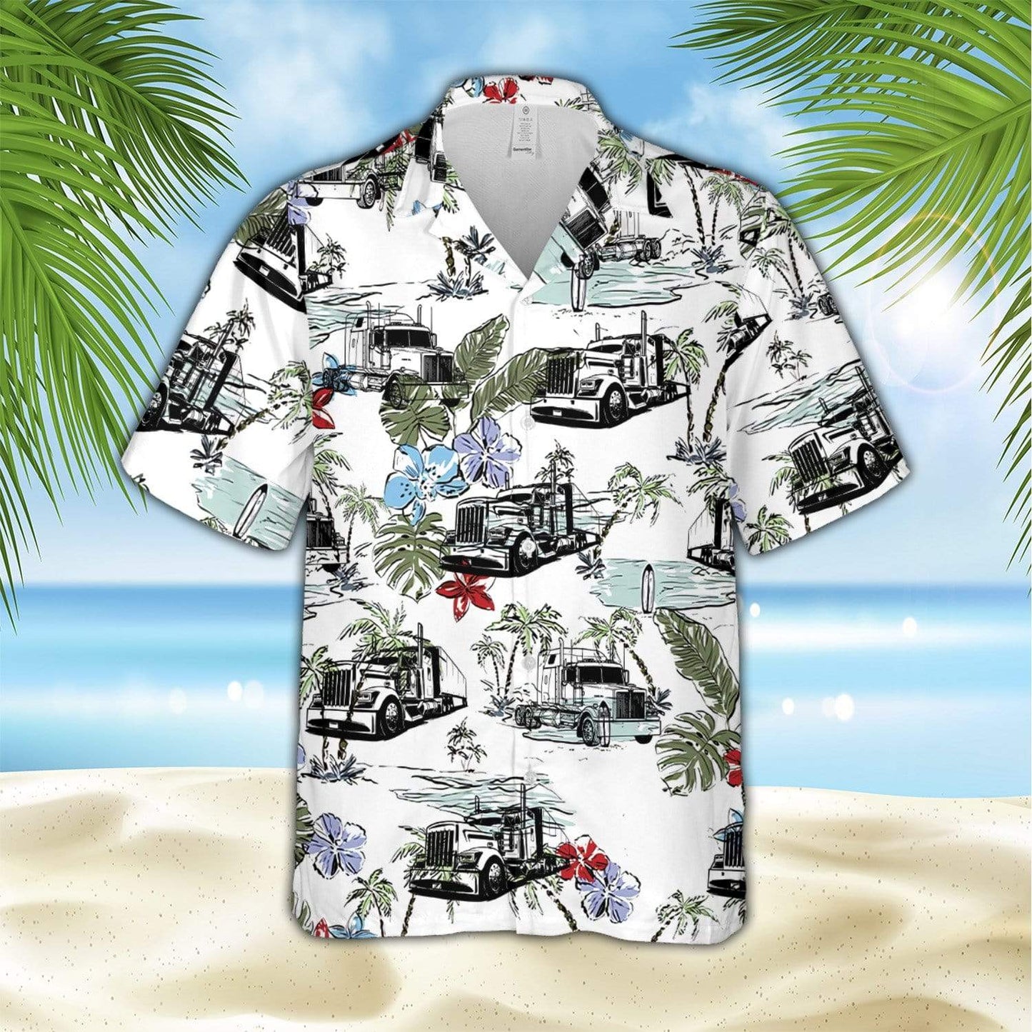 Vintage Truck Aloha Hawaiian Shirts Swim Trunks Beach Shorts #V