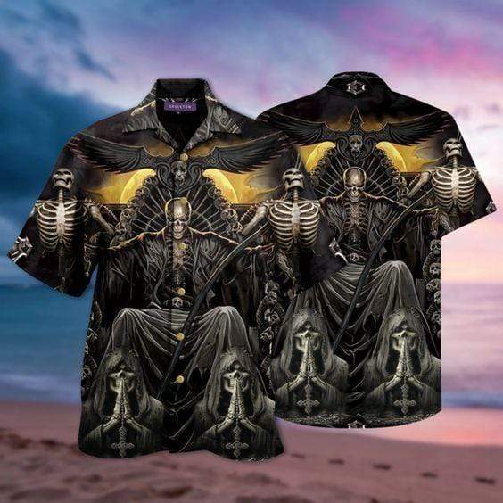 Hawaiian Aloha Shirts Grim Reaper Dark Skull