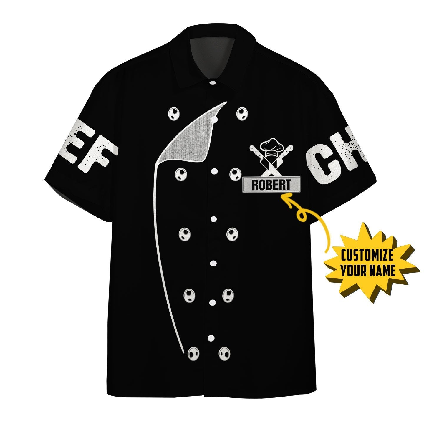  3D Chef Black Uniform Nutrition Custom Name Hawaii Shirt