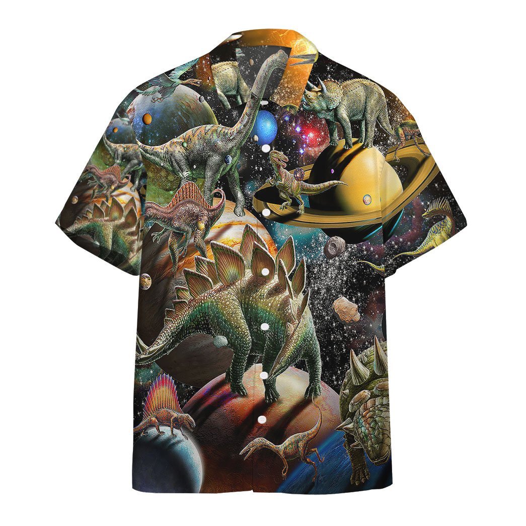  3D Dinosaur In The Space Custom Hawaii Shirt