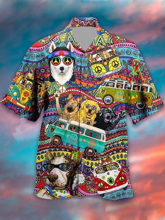 Hippie Husky Dog Hawaiian Shirt | For Men & Women | Adult | HW2363