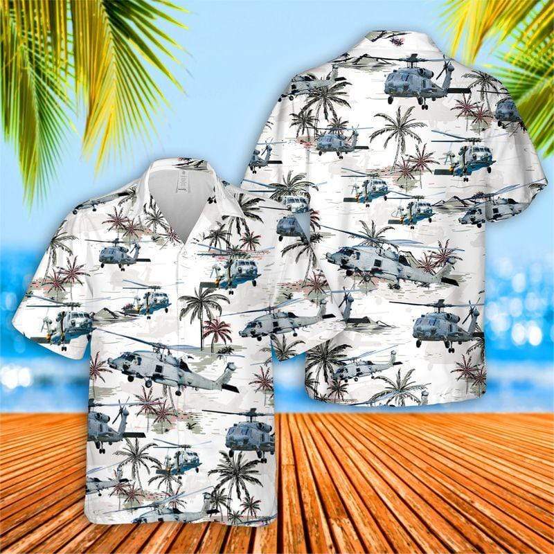 White Sikorsky Sh-60 Seahawk Unisex Hawaiian Shirts - Beach Shorts