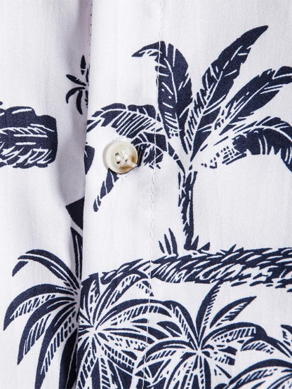 Cabin And Ship Pattern Beach Mens Short Sleeve Shirt Hawaiian