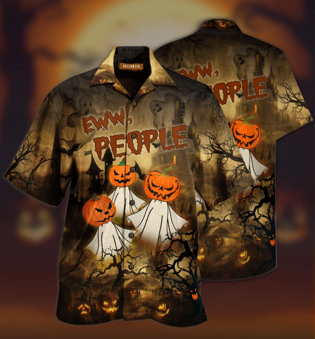 Hawaiian Aloha Shirts Halloween Eww People Pumpkin Ghost