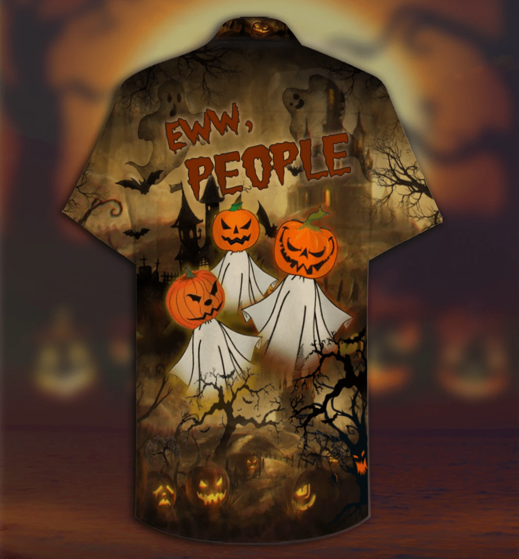 Hawaiian Aloha Shirts Halloween Eww People Pumpkin Ghost