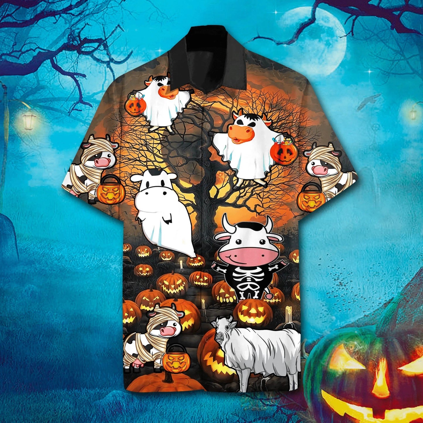 Hawaiian Aloha Shirts Cow Halloween 