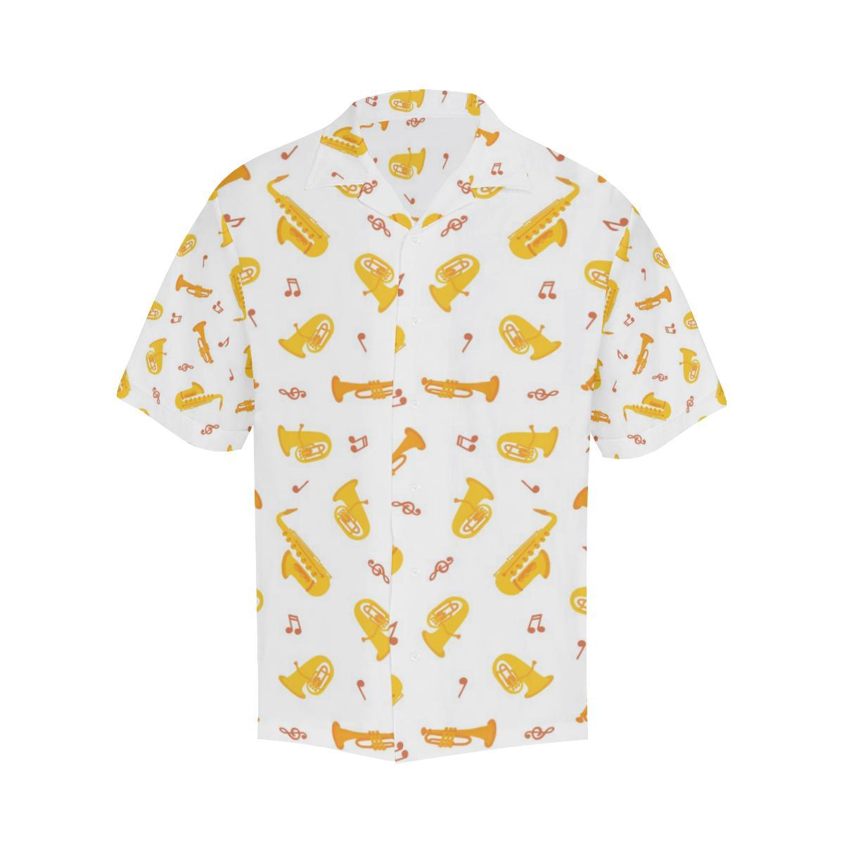 Saxophone Pattern Theme Mens All Over Print Hawaiian Shirt