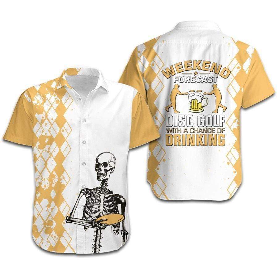 Hawaiian Aloha Shirts Weekend Forecast Disc Golf With A Chance Of Drinking Skeleton