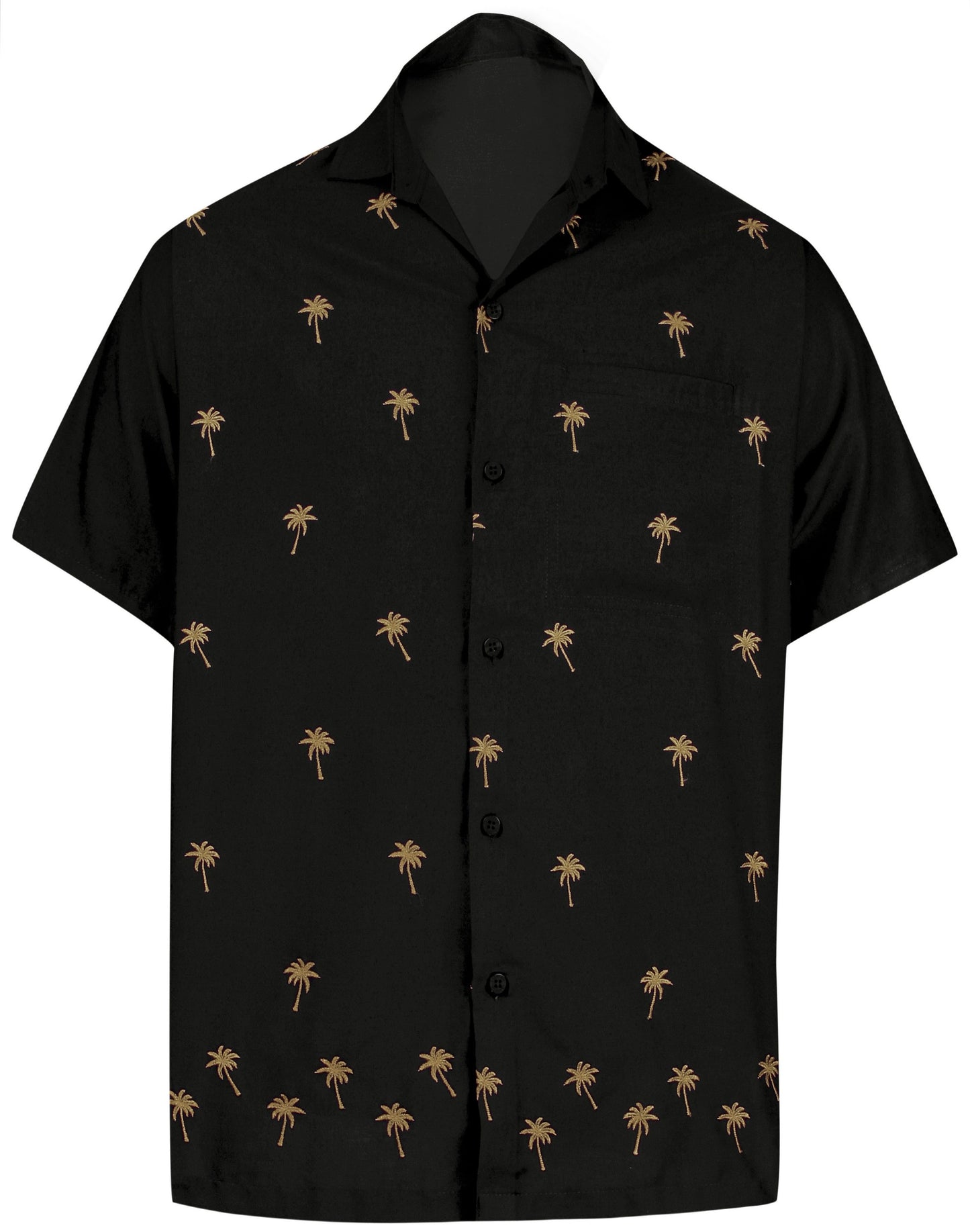 LA LEELA Men's Beach Hawaiian casual Aloha Button Down Short Sleeve Halloween Black_W828