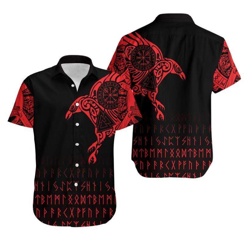 Amazing Viking Red and Black Unisex Hawaiian Shirts #200421V