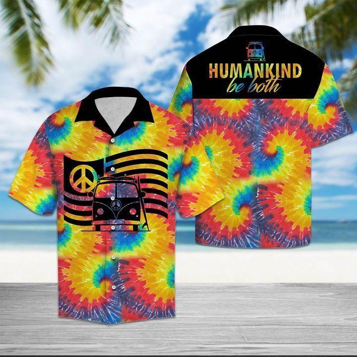 Tie Dye Hippie Van Car Peace Love Tropical Hawaiian Aloha Shirts #DH