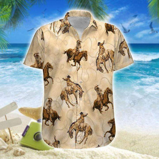 Brown Horse Rodeo Unisex Hawaiian Shirts  Beach Shorts