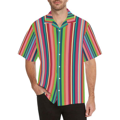 Rainbow Stripe Pattern Mens All Over Print Hawaiian Shirt