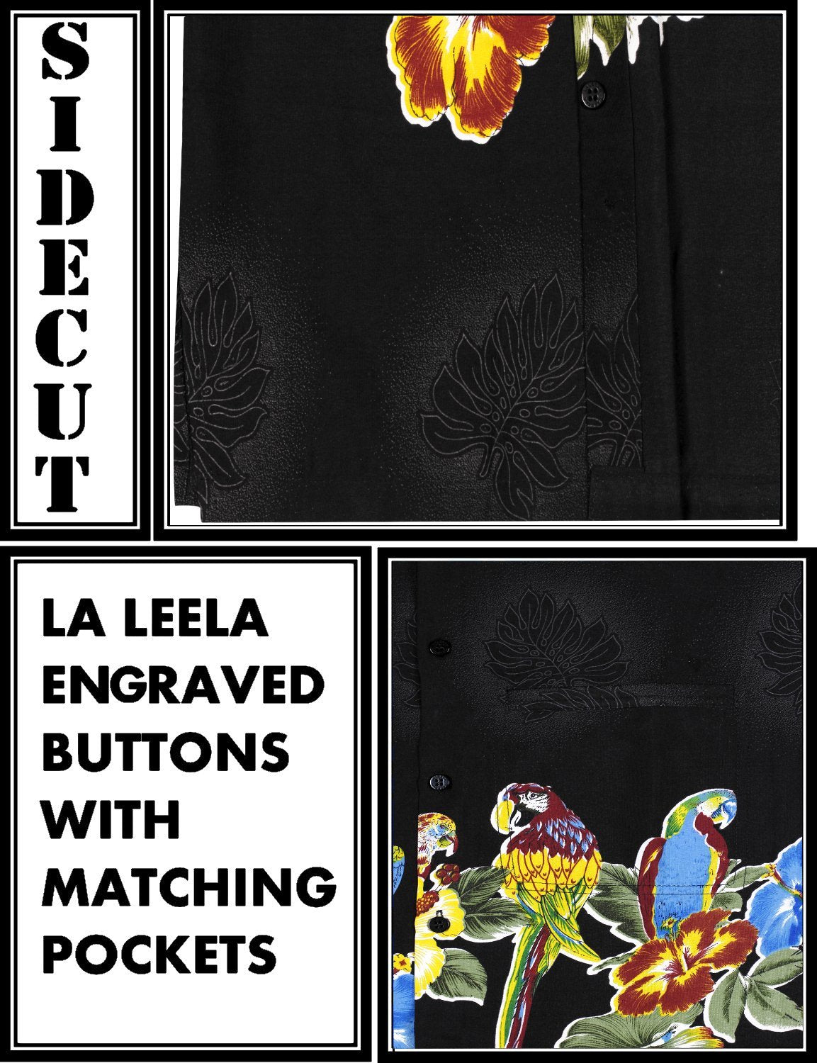 LA LEELA Shirt Casual Button Down Short Sleeve Beach Shirt Men Aloha Pocket shirt Halloween Black_W370